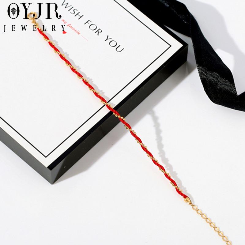 OYJR Phụ nữ chống gỉ Titan Lắc chân dây đỏ đơn giản may mắn thời trang Titan đồ trang sức phong cách Hàn Quốc 7