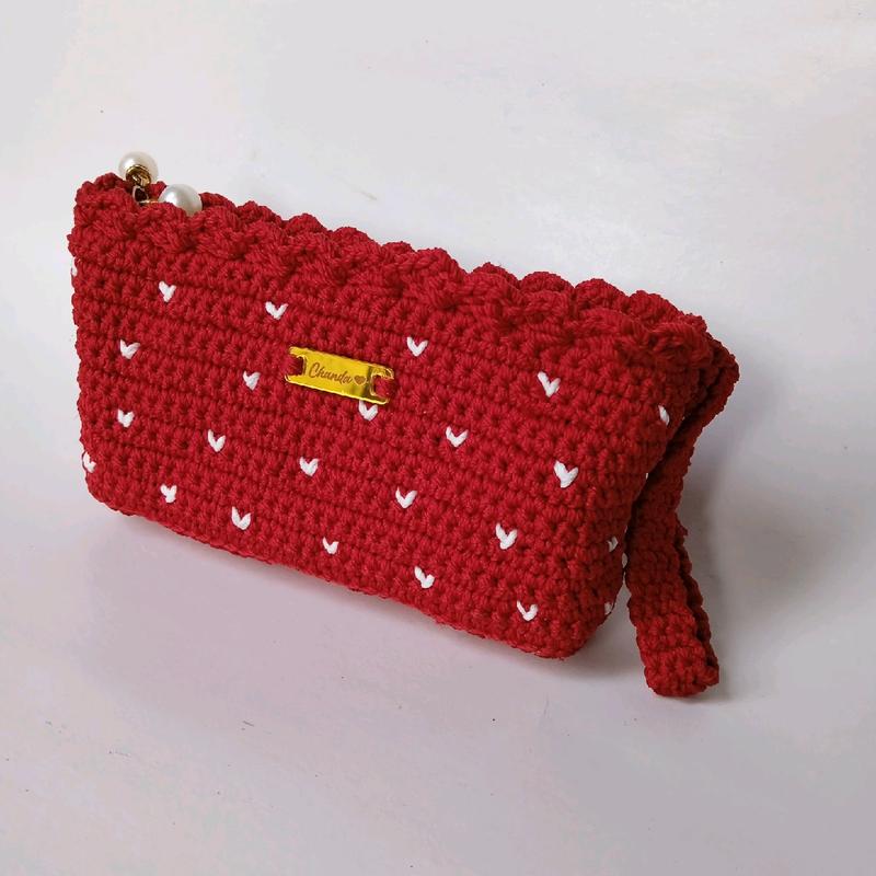 dompet rajut dua ruang , pouch rajut , dompet hp , clutch rajut Wanita 1