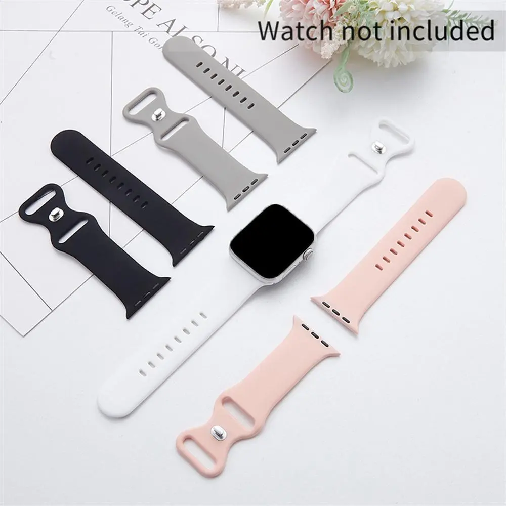 GIROUETTE Solid Color Silicone Watch Band (Band Only), 1 Count Replacement Watch Band for Women, Smart Watch Accessories Compatible with Apple Watch Series 9 8 7 6 5 4 3 2 1 SE SE2