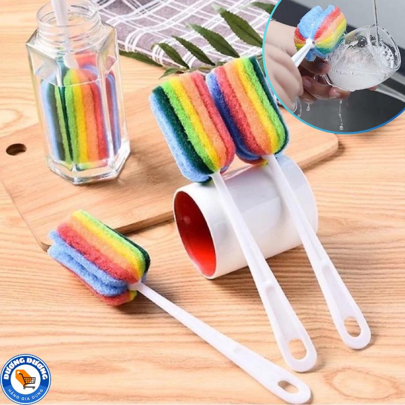 SET 10 Cây Cọ Rửa Ly 7 Màu - Cọ Rửa Ly Bình Nước Bình Giữ Nhiệt 7 Màu Cầu Vồng - Cây Rửa Ly 7 Màu Bằng Bọt Biển Đa Năng Tiện Lợi   Làm Sạch Dụng Cụ Rửa Rửa Bát Rửa Chén
