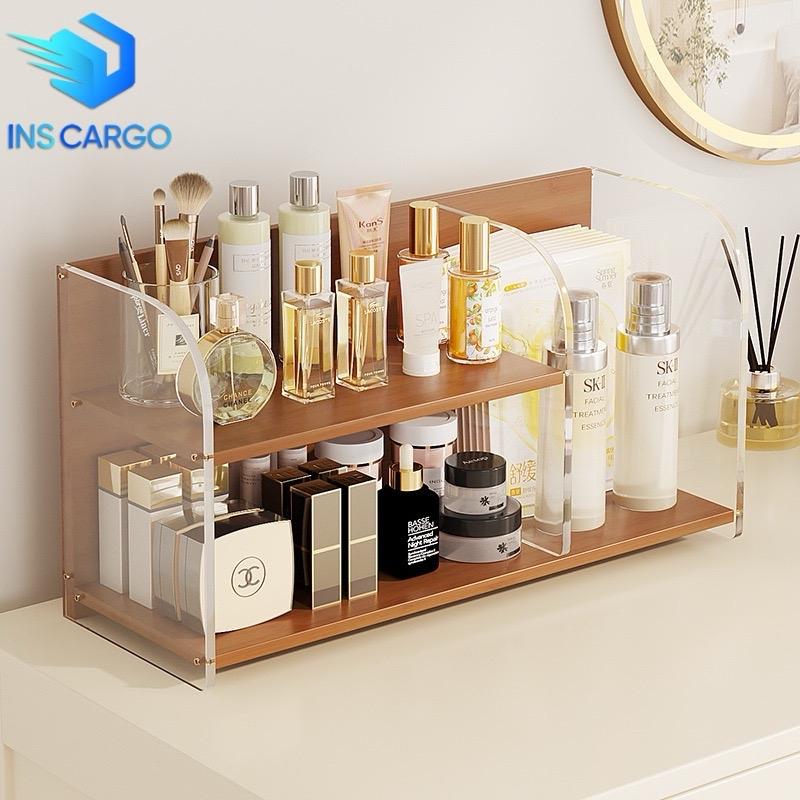 Kệ Đựng Mỹ Phẩm Tiện Lợi và Nhỏ Gọn, Kệ Nhiều Ngăn Để Bàn Trang Điểm Phòng Ngủ, Chất Liệu Gỗ Tre Và Nhựa Acrylic Cao Cấp 4