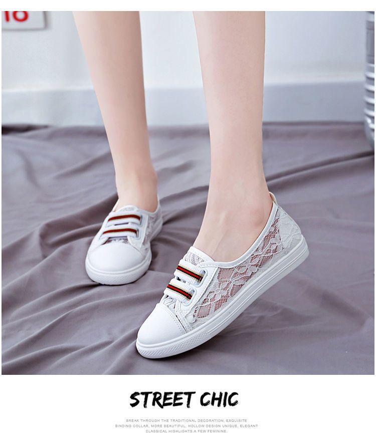 Product Introduction of 35-43 plus Size Women's Shoes New White Shoes Breathable Mesh Surface Shoes 41 Flat Low-Cut Slip-on Canvas Mesh Surface Shoes 42 15