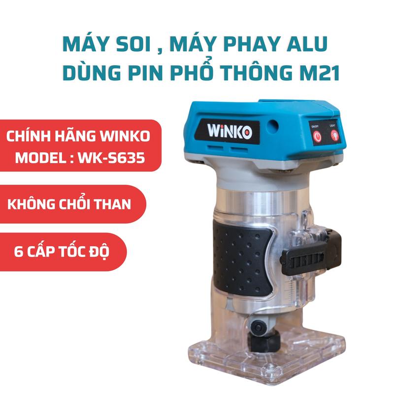 Máy phay pin, máy soi dùng pin chân phổ thông Makita 18-21V hàng chính hãng Winko- điều chỉnh 6 cấp - đầy đủ phụ kiện