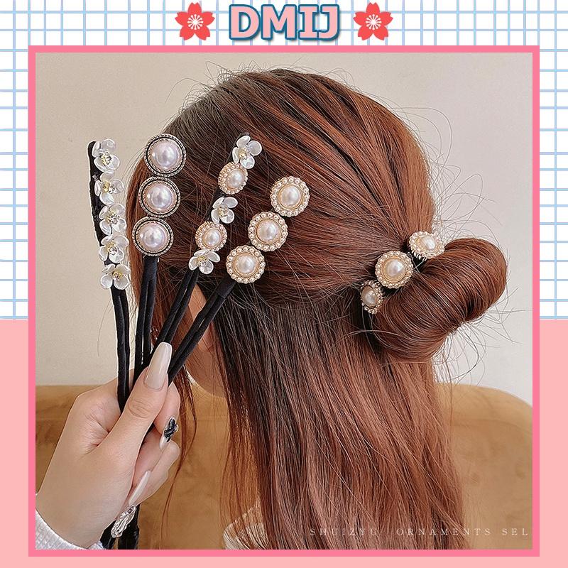 Dụng cụ búi tóc đính ngọc quấn dẻo đồ cột tóc hàn quốc nhiều màu