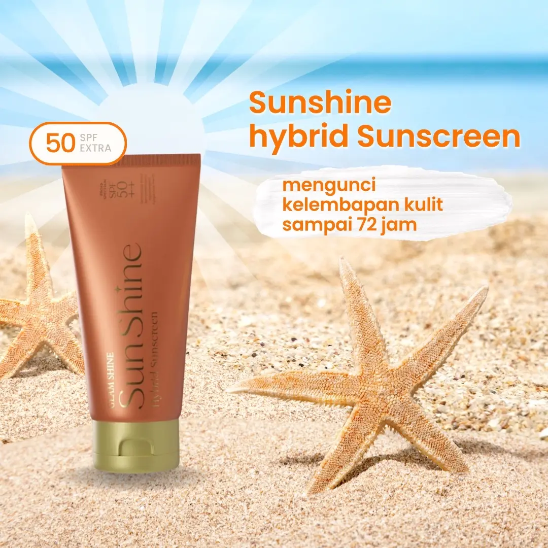 Sunshine hybrid sunscreen glamshine cosmetics spf 50++ Facial Wajah