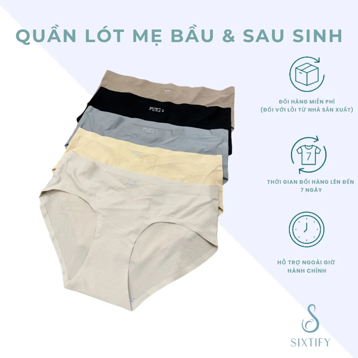 Quần Lót Su Đúc Ép Lạnh Mềm Mại, Thoáng Mát, Kháng Khuẩn, An Toàn cho Mẹ Bầu và Mẹ Sau Sinh 45kg - 80kg