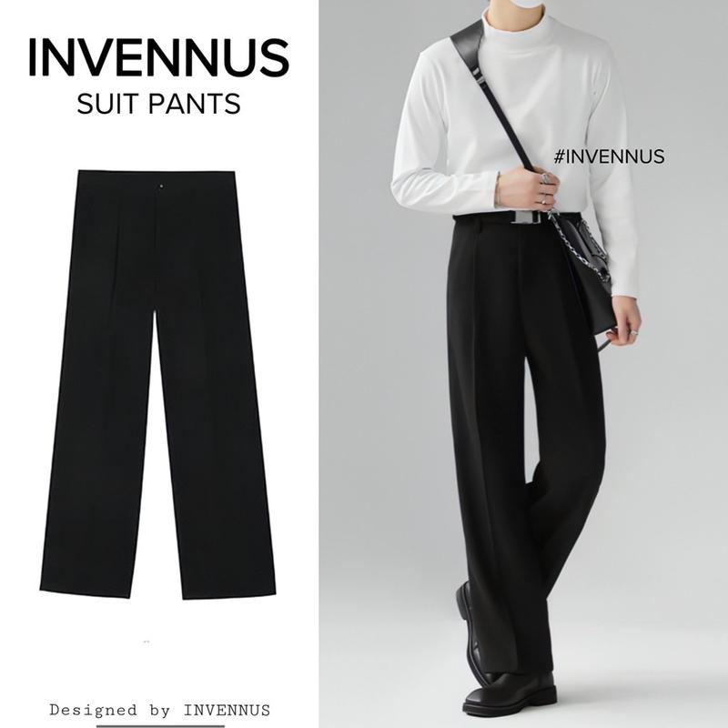 303 - Quần tây ống rộng INVENNUS, thiết kế đứng form với chất liệu vải tuytsi cao cấp Nam Menswear Pants quần âu đen