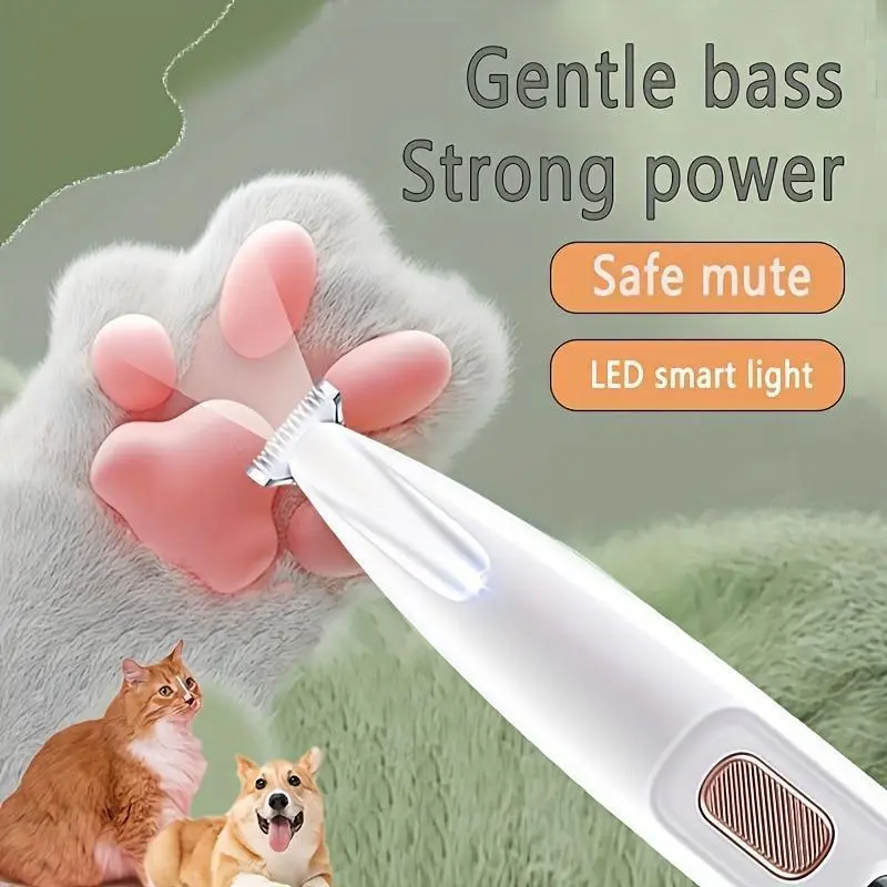 Rechargeable Pet Hair Trimmer Kit, 1 Set Pet Paw Hair Trimmer with LED Light, Pet Grooming Tool, Dog & Cat Grooming Supplies 4