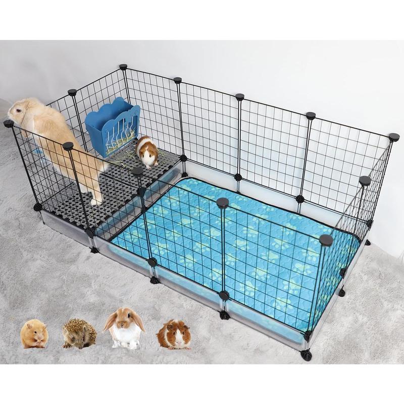 TikTok Shop Rabbit Cage with Litter Liner Guinea Pig Cage 48x24x20 C Small Animal Cage Indoor Bunny Hutch Pet Playpen Chinchilla Hedgehog Habitat Fence DIY