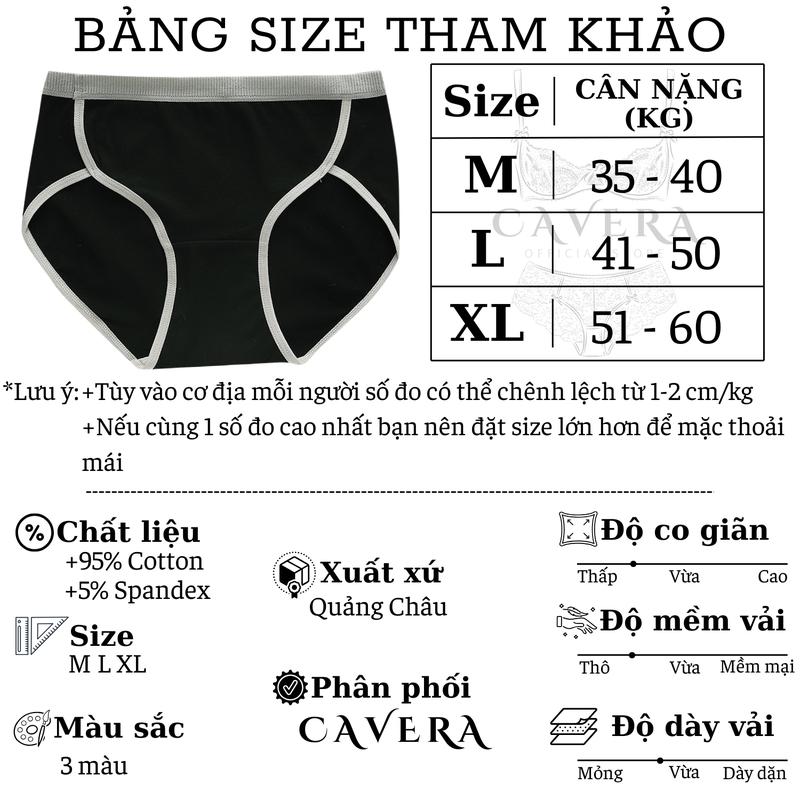 Quần lót nữ Cotton cạp vừa đáy may kháng khuẩn siu thoáng siu xinh Cavera L3278 Women Voi 8