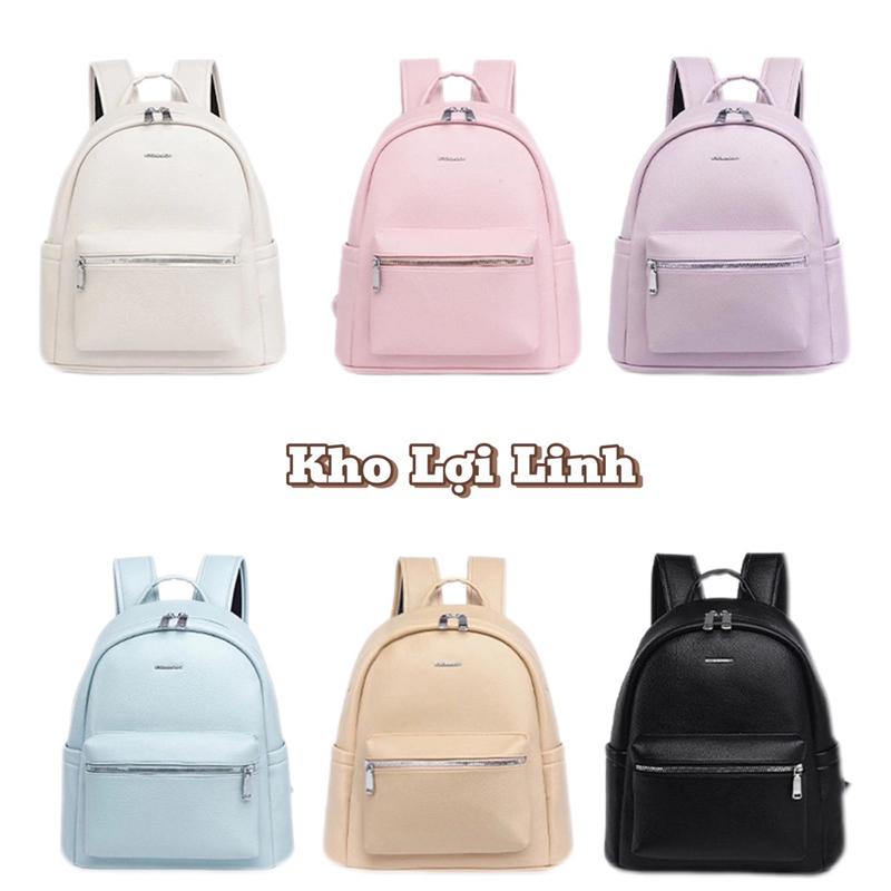 Balo Da Đi Học Size 37 Họa Tiết Trơn Nhiều Màu Chất Liệu Da Pu hàng QC