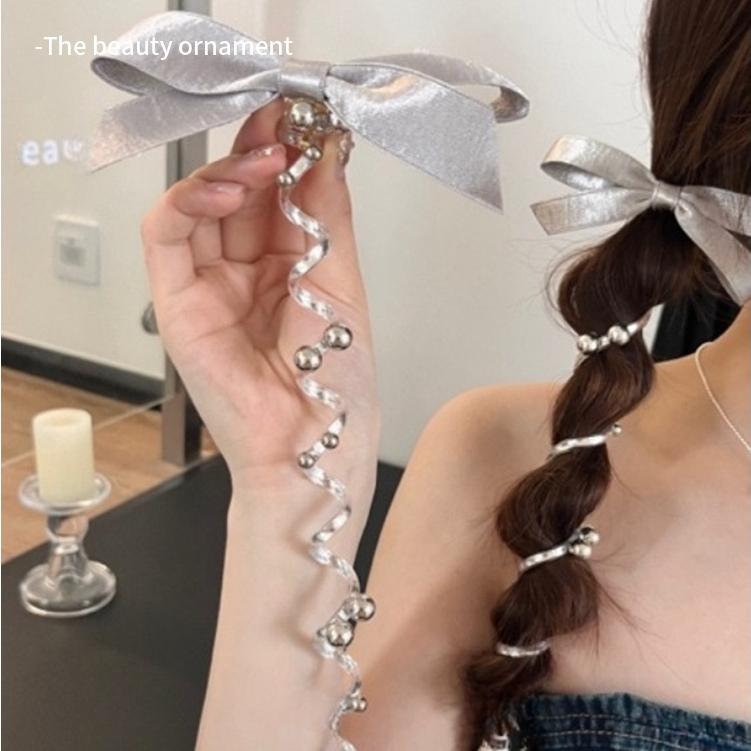 Băng Đô Nơ, Màu Bạc, Dây Đeo Điện Thoại Hạt, Buộc Tóc Đuôi Ngựa, Bện Bong Bóng Ngọt Ngào, Dụng Cụ Tóc Bện 7