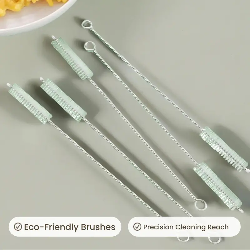 5pcs/set Stainless Steel Drinking Glass Cleaning Brush, Long & Thin Drinking Straw Brushes, Household Items, House Cleaning Tools, Cleaning Supplies 1