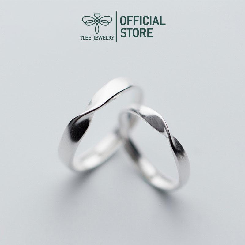  Nhẫn đôi bạc TLEE mẫu xoắn trơn basic TLEE JEWELRY ND0110 