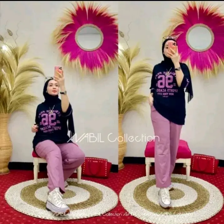 TERBARU Setcel Wanita Dewasa Setelan Baju Motif 96 Setelan Celana Viral Ld 110 Bahan Combed