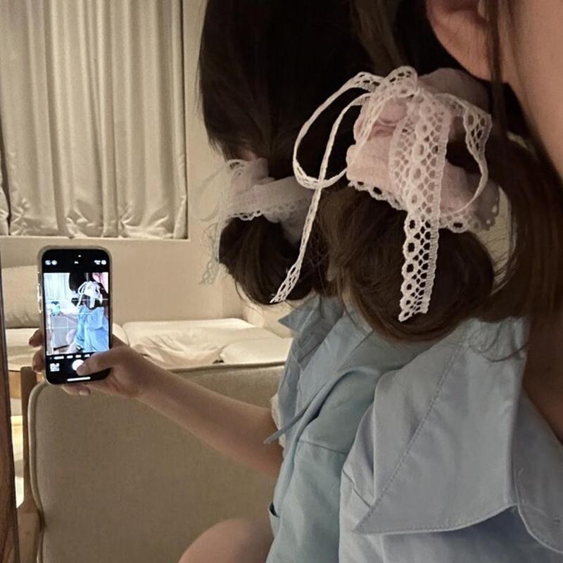 Product Introduction of Scrunchie Ruy Băng Nổi, Thiết Kế Nơ Ren, Dây Buộc Tóc, Nút Thắt Nơ Ruột Hàn Quốc, C0X9 37