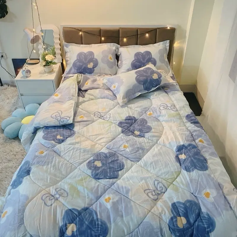 Bộ chăn ga HOA BÈO TÍM vintage 4
