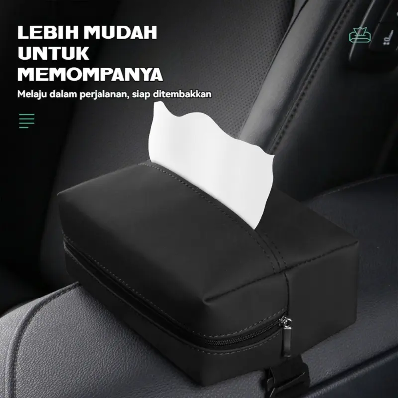 Tempat Tissue Mobil Kulit 3in1 Headrest Armrest Visor Premium Kotak Tisu Mobil 2