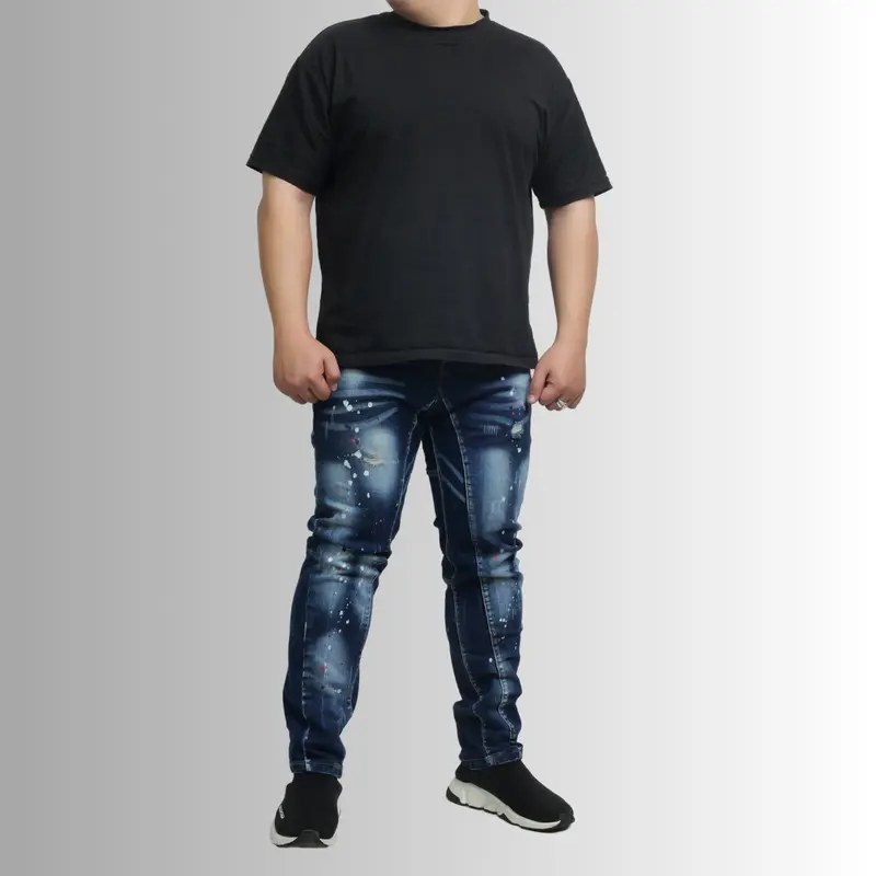 QUẦN JEAN XANH VẨY SƠN ĐƠN GIẢN BIGSIZE NAM CÓ SIZE ĐẾN 120KG 5
