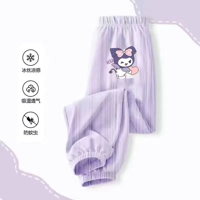 Quần Dài Chống Muỗi Lụa Lạnh Phong Cách Phương Tây Cho Bé Gái, Bộ Sưu Tập Mùa Hè Mới 2024, Quần Lomi Hoạt Hình bó ống Cho Bé Gái 6