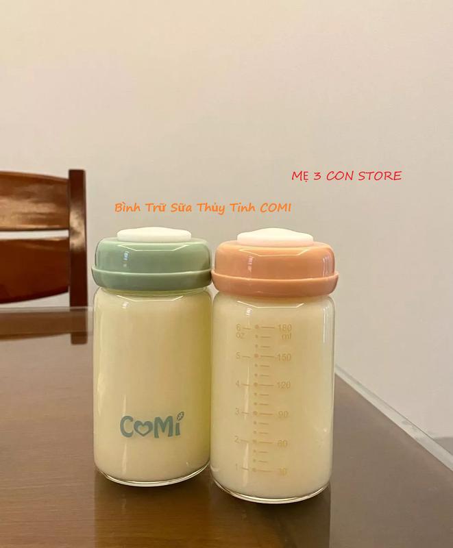 Bình Trữ Sữa Thủy Tinh COMI xanh, hồng 180ml,260ml,300ml