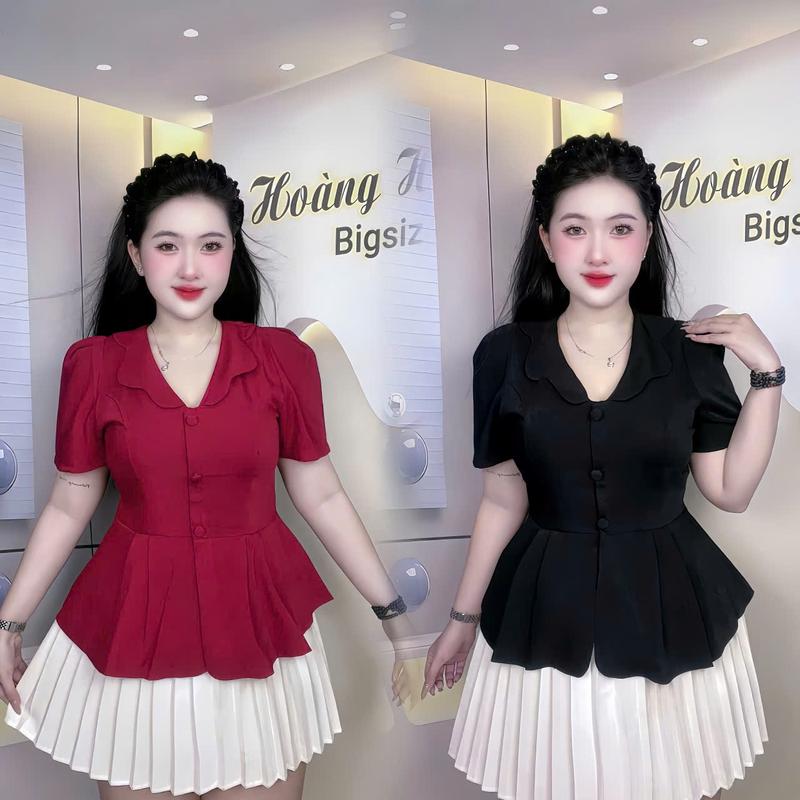 Áo peplum thiết kế viền hoa bản cổ xếp ly eo chất Cotton Hàn [TN417]