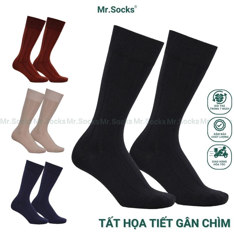 Tất nam cổ cao công sở Mr.Socks mẫu gân chìm, vớ đi giày tây nam chất liệu cotton cao cấp, thoáng mát êm chân Menswear - GOM-MIX09-1DOI