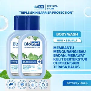 NEW! Biodef Natural Protection Mint + Sea Salt Body Wash Antiseptik Alami Botol 100 ml | Travel Size | Fun Size | Mini Size | Sabun Mandi Keluarga | Sabun Mandi Travelling