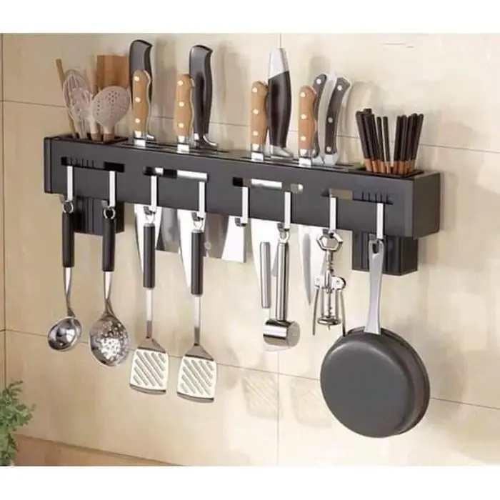 (GIẢM 50%)GIÁ TREO ĐỒ NHÀ BẾP HỢP KIM NHÔM PHUN SƠN TĨNH ĐIỆN KẾT HỢP INOX CAO CẤP 1