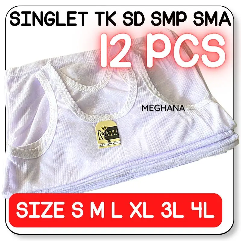 GROSIR 12 PCS KAOS DALAM ANAK PUTIH POLOS TK SD SMP SMA 1