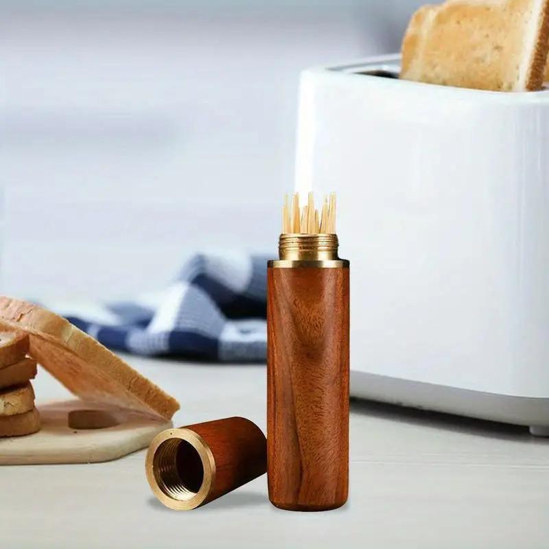 Wooden Toothpick Holder with Lid, 1 Count Portable Toothpick Dispenser without Toothpick, Toothpick Storage Container for Home 5