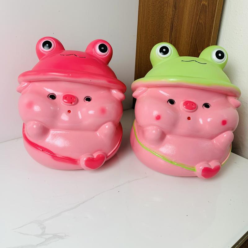 Heo đất tiết kiệm Mũ Ếch size to cute dễ thương Đựng Tiền / Ống tiết kiệm Trumheodat Ống Heo Đồng 0