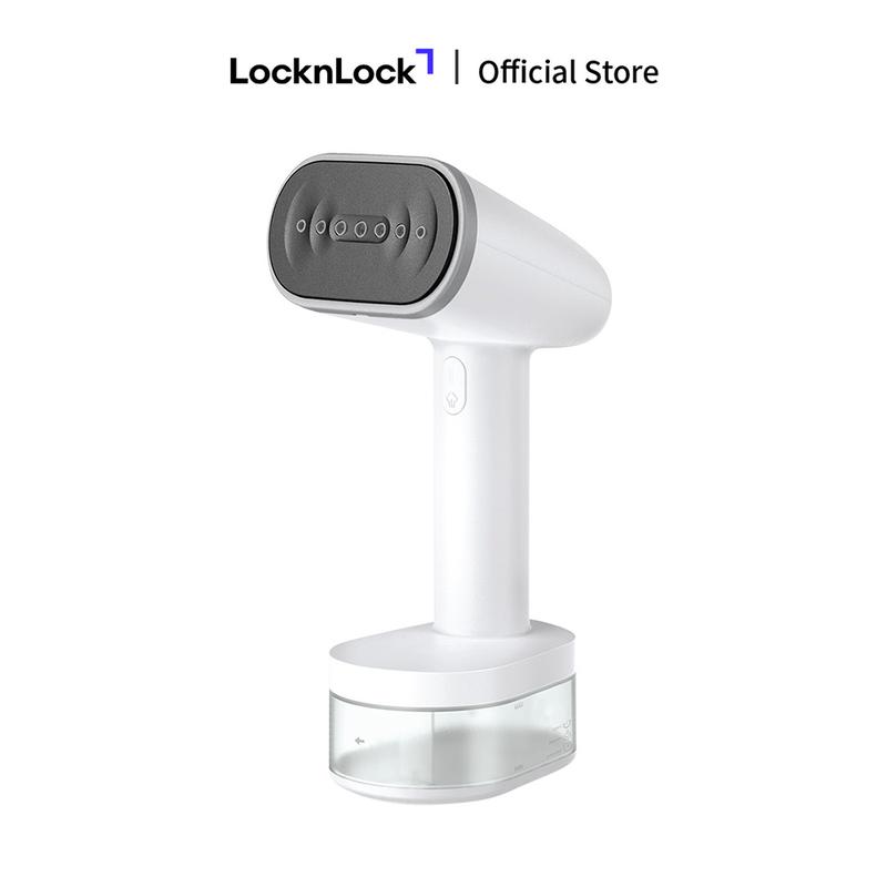 Bàn Ủi Hơi Nước cầm tay LocknLock ENI223WHT 250ml/1600W- Làm nóng nhanh 30s - Mặt là sứ an toàn - 2 đầu chải đi kèm - Chức năng tự làm sạch - Có thể khóa hơi an toàn
