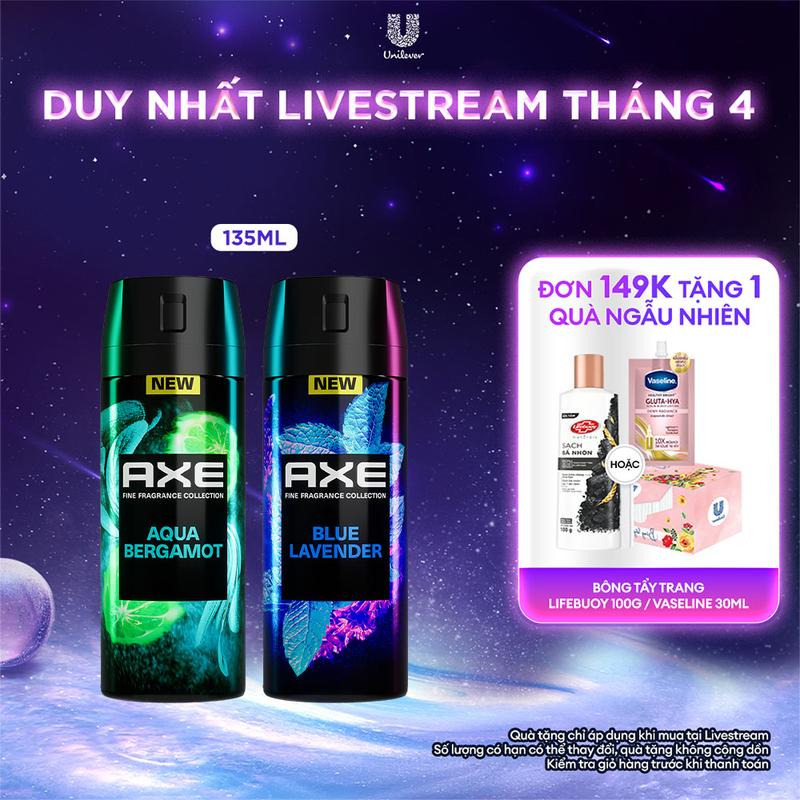 Xịt thơm nước hoa cao cấp AXE 135ml, Fine Fragrance mist lưu hương tinh tế và hỗ trợ khử mùi lên tới 72h [1]