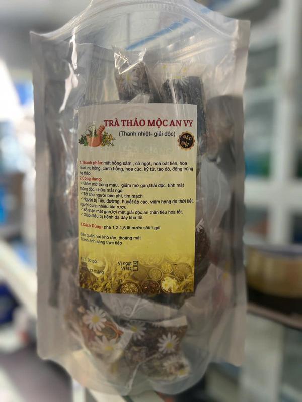 Trà thảo mộc An Vy MId 10 vị mật hồng sâm táo đỏ hoá cúc hoa nhài hoa bát tiên cỏ ngọt nụ hồng cánh hồng kỷ tử dông trùng hạ thảo