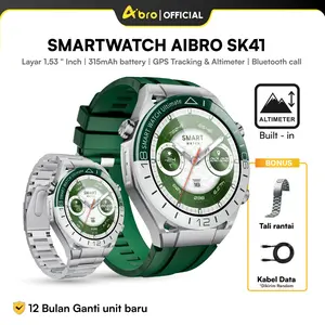 [ STRAP RANTAI ] Aibro SK41 Smartwatch GPS Tracking & Altimeter | Sporty & Casual  | Layar 1.53 Inch Bluetooth Call Baterai 315mAh | Sporty Monitor Screen Bluetooth