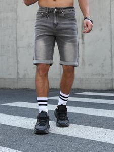 Men's Regular Fit Solid Color Denim Shorts, Casual Comfy Fashion Shorts for Summer, Men's Bottoms for Daily Wear, Cotton