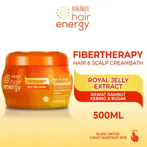 Makarizo Hair Energy Fibertherapy Hair & Scalp Creambath Royal Jelly 500 mL / Perawatan Rambut Kering / Haircare / Vitamin