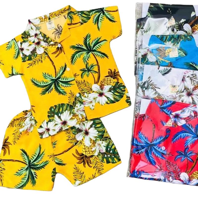 Combo 3 bộ quần áo đi biển cho bé nhiều hoạ tiết chất vải tôn 2 da mềm mát Len