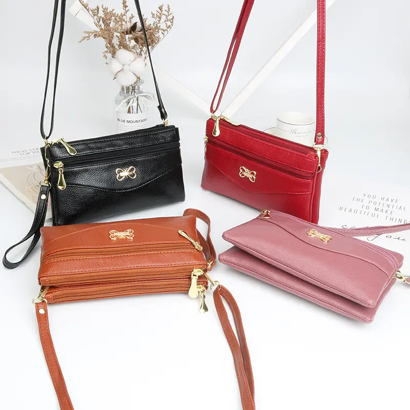 Fashion New Crossbody Small Bag for Women Ladies Bag Double Zipper Small Square Bag Multi-layer Phone Bag Coin Purse Clutch Bag