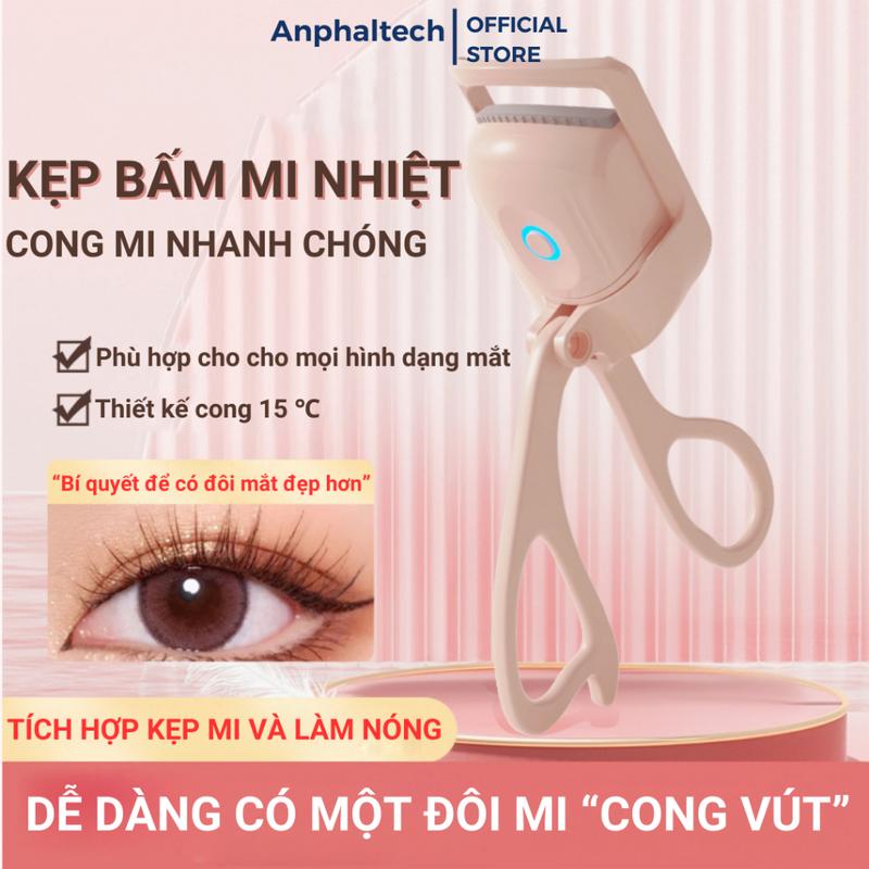 Kẹp Bấm Mi Nhiệt ANPHALTECH, Máy Uốn Mi Nhiệt, Kẹp Mi Điện Uốn Cong Lông Mi, 2 Chế Độ Nhiệt Làm Nóng Nhanh, Có Pin Sạc