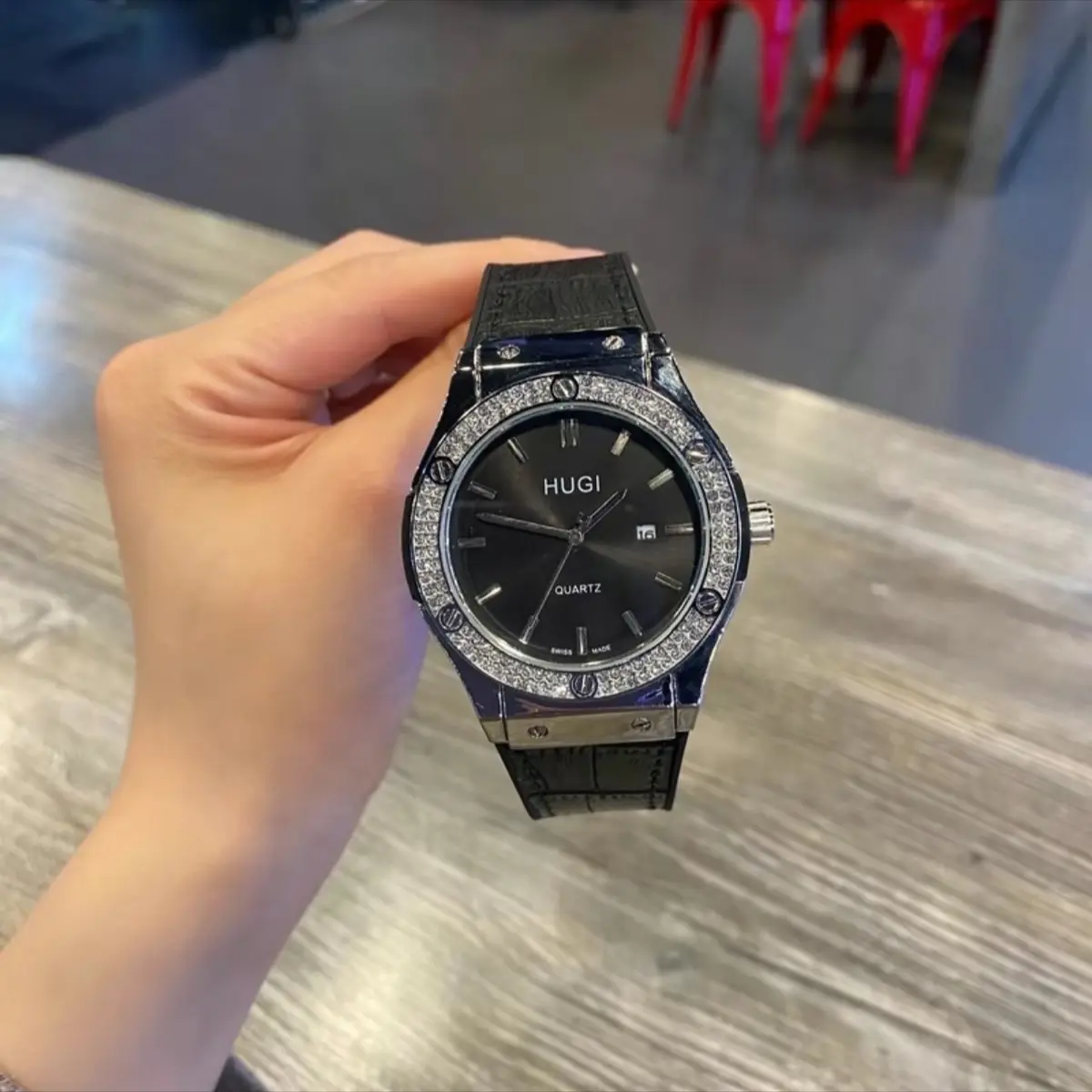 Đồng Hồ HuGi 603 Dây Da Classic Fusion, Khoá Thông Minh Dấu Dây Đeo Tay Watch
