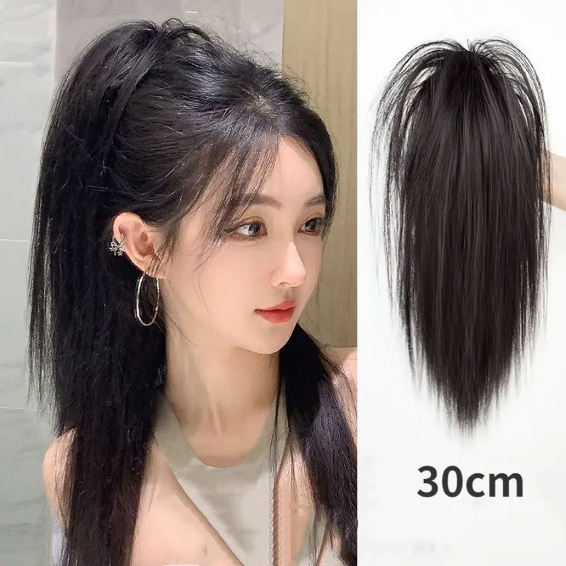 Kẹp Tóc Giả, 30cm, Mô Phỏng, Tóc Đuôi Ngựa Cao Bồng Bềnh Kẹp Tóc Giả, Phụ Kiện Tóc Nữ 0