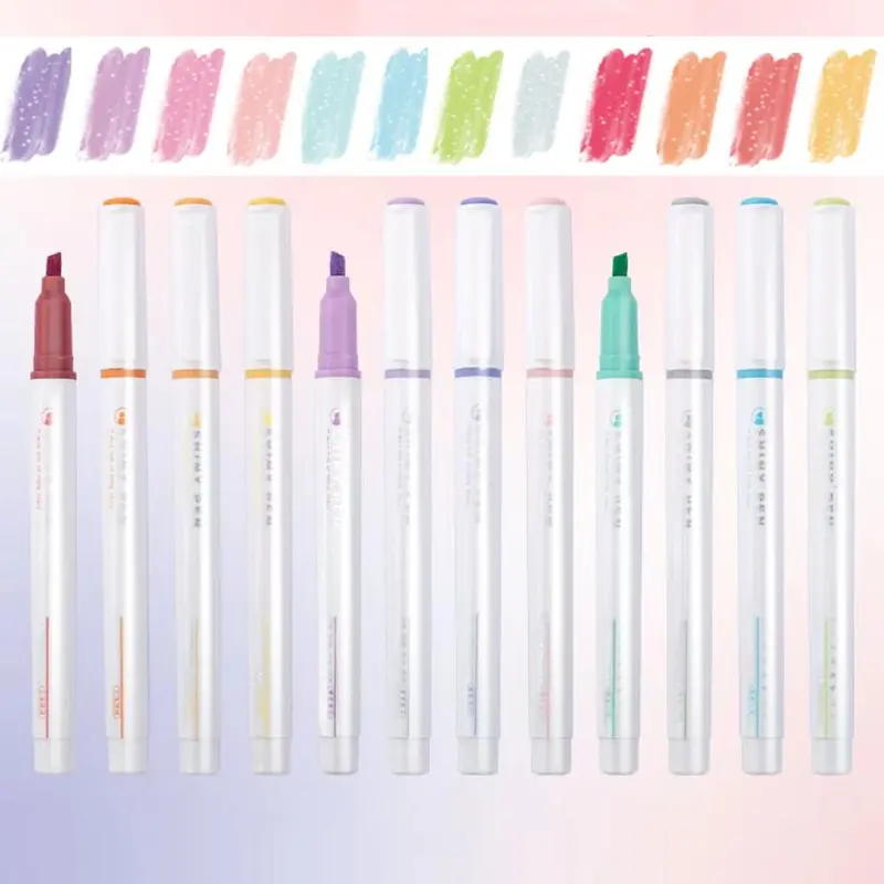 Glitter Marker Pen, 12pcs Shiny Highlighter Pen, Colored Pen for Coloring Book, Drawing, Doodling, Scrapbook, Journaling 3