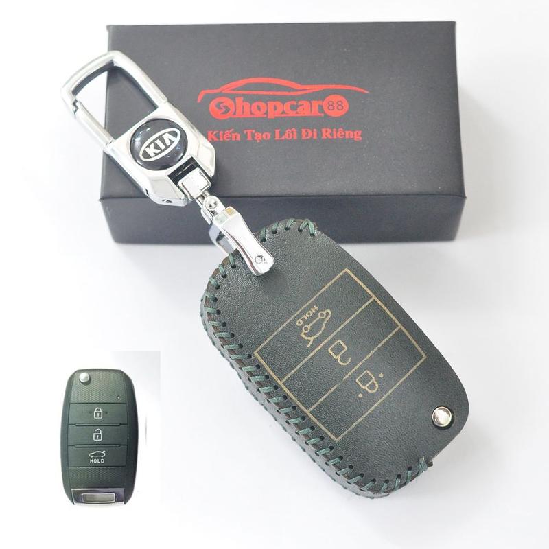  Bao da chìa khoá KIA K3 Cerato Rondo Rio Sorento... chìa cơ chuôi gập mẫu chuẩn như hình da bò nhiều màu sắc 