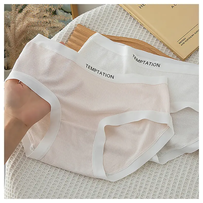 Combo 5 quần lót nữ cotton gân tăm mỏng nhẹ - Cạp vừa, chữ cá tính, đáy may 2 lớp  Women quần lót  nữ quan  lot dethuong 6