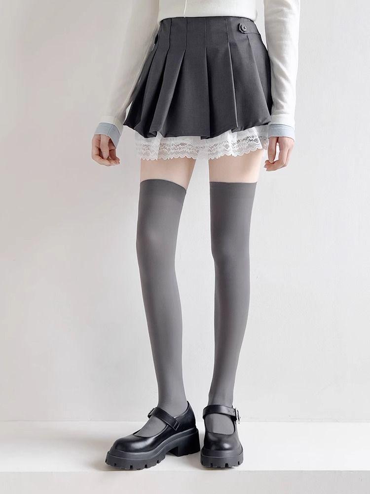 Product Introduction of Brazil Jersey [3475 People Collected] Gray Calf Socks for Women Summer Thin Japanese JK Socks Velvet Stockings Long Tube Half Socks Summer Over-the-Knee Socks 26