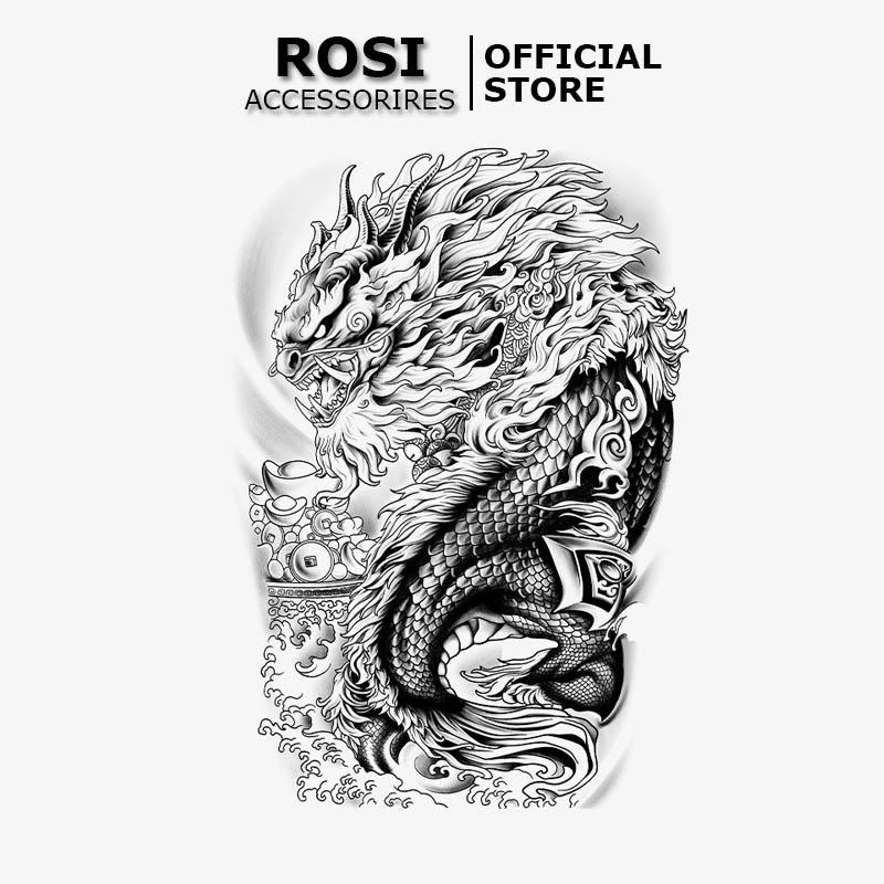 Hình xăm dán hình rồng HC-479, miếng dán hình xăm 15 ngày chống nước 24h lên hình