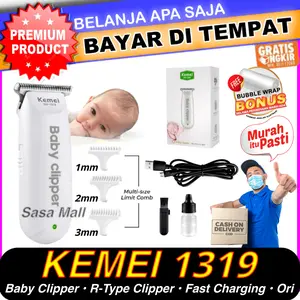 Kemei Alat Cukur Rambut Bayi Elektrik Baby Shaver Trimmer Baby Hair Clipper Mini KM-1319 Wireless USB Rechargeable Recas Fast Charging Alat Potong Rambut Jenggot Kumis Jambang KM 1319 Clip Trim Shave