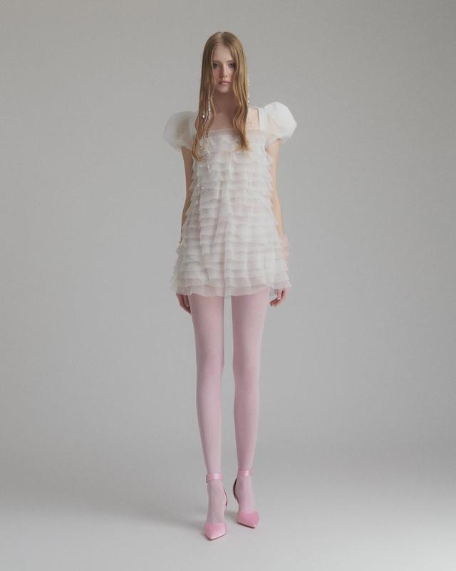 ONONMADE Đầm váy ngắn ren nhiều tầng tay phồng Mist Dress